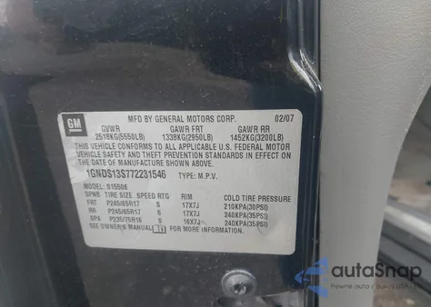 2007 Chevrolet Trailblazer Ls из США, поврежденный, VIN 1GNDS13S772231546